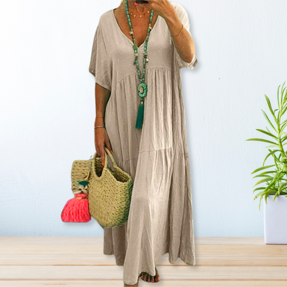 Maxi-jurk voor dames – Ademend katoen – Losse pasvorm – Flatterend silhouet