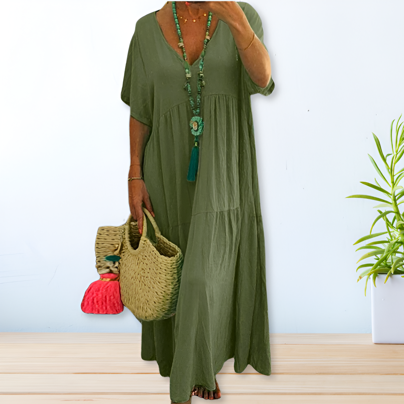 Maxi-jurk voor dames – Ademend katoen – Losse pasvorm – Flatterend silhouet