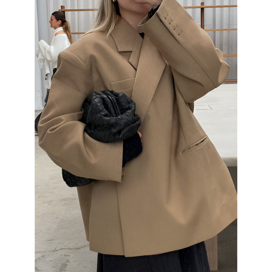 Dames Blazer - Oversized Pasvorm - Asymmetrische Zijsplit - Verborgen Sluiting