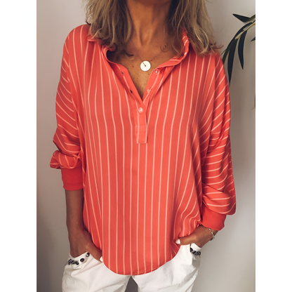 Damesblouse – luchtige stof – tijdloze strepen – veelzijdige stijl