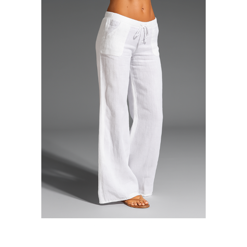 Linnen broek voor dames – 100% premium linnen – wijde pijpen – ademend comfort