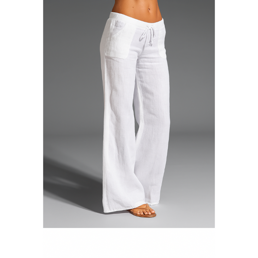 Linnen broek voor dames – 100% premium linnen – wijde pijpen – ademend comfort
