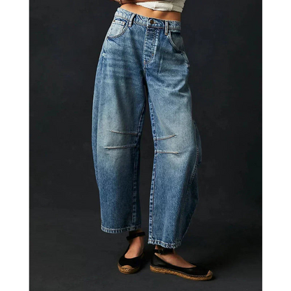 Dames barrel jeans - Comfortabel ontwerp - Ademende stof - Casual stijl