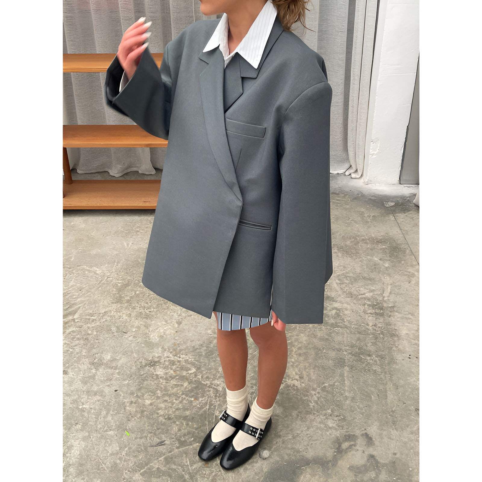 Dames Blazer - Oversized Pasvorm - Asymmetrische Zijsplit - Verborgen Sluiting