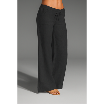 Linnen broek voor dames – 100% premium linnen – wijde pijpen – ademend comfort