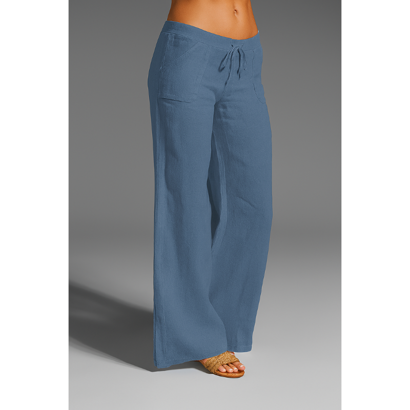 Linnen broek voor dames – 100% premium linnen – wijde pijpen – ademend comfort