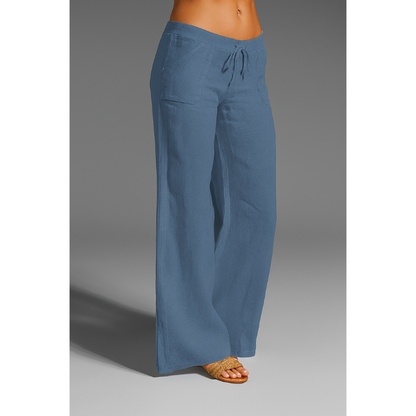 Linnen broek voor dames – 100% premium linnen – wijde pijpen – ademend comfort