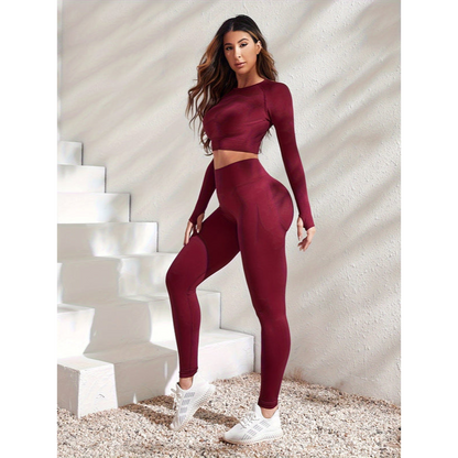 Yogaset voor dames – 2-delig – Zeer rekbaar – Ademende stof
