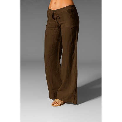 Linnen broek voor dames – 100% premium linnen – wijde pijpen – ademend comfort