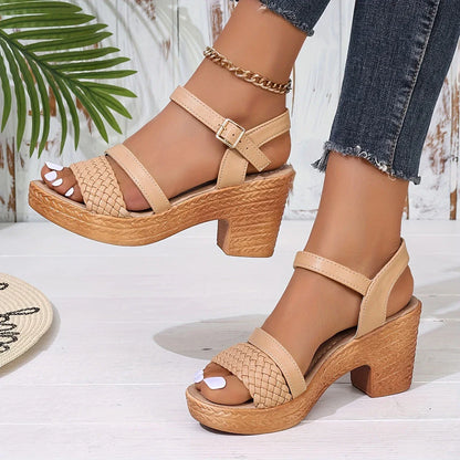 Dames sandalen met open teen – Blokhak – Stijlvolle bandjes – Lichtgewicht