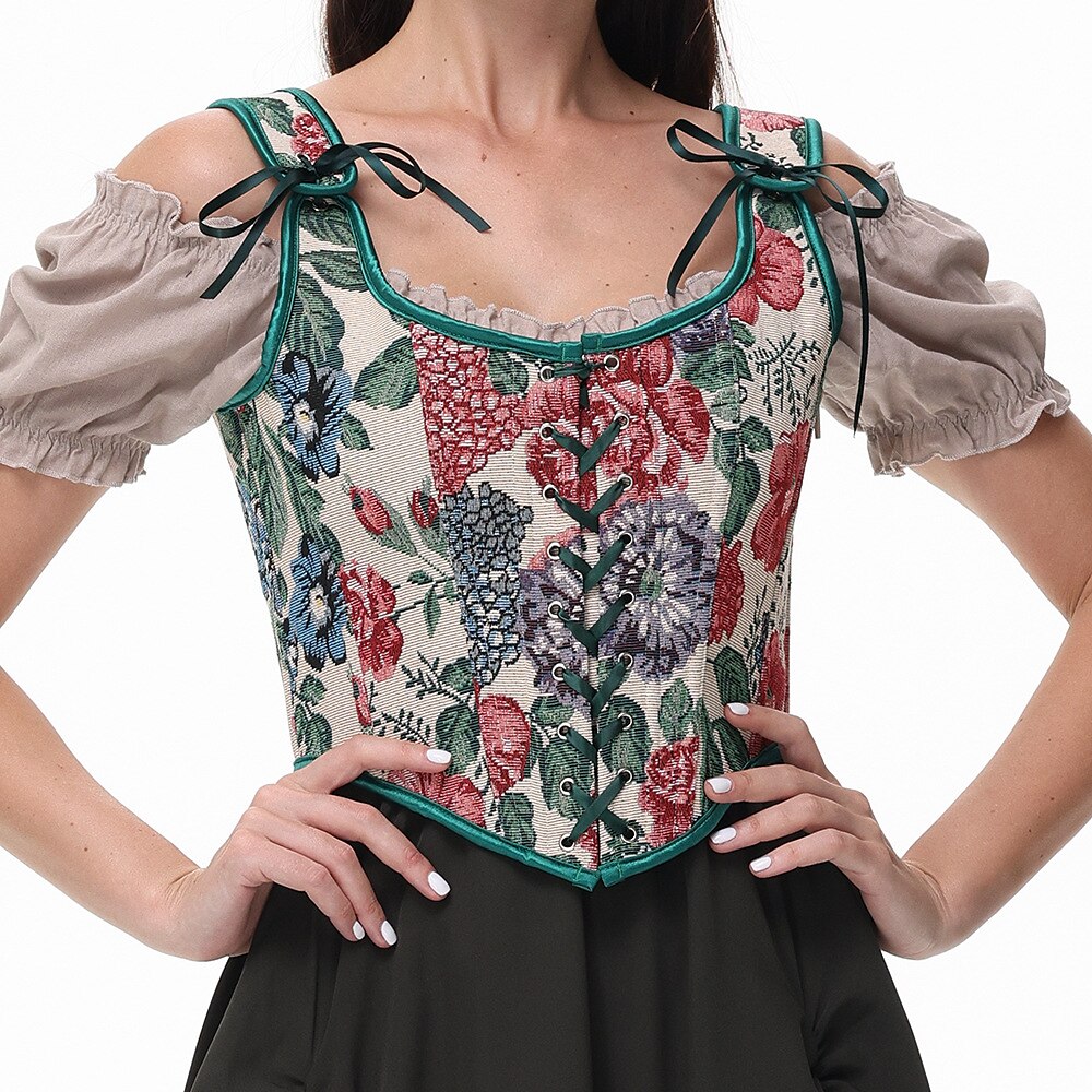 Bloemencorset met vetersluiting – U-rug | Romantische top met een florale touch