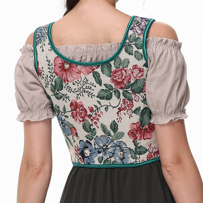 Bloemencorset met vetersluiting – U-rug | Romantische top met een florale touch