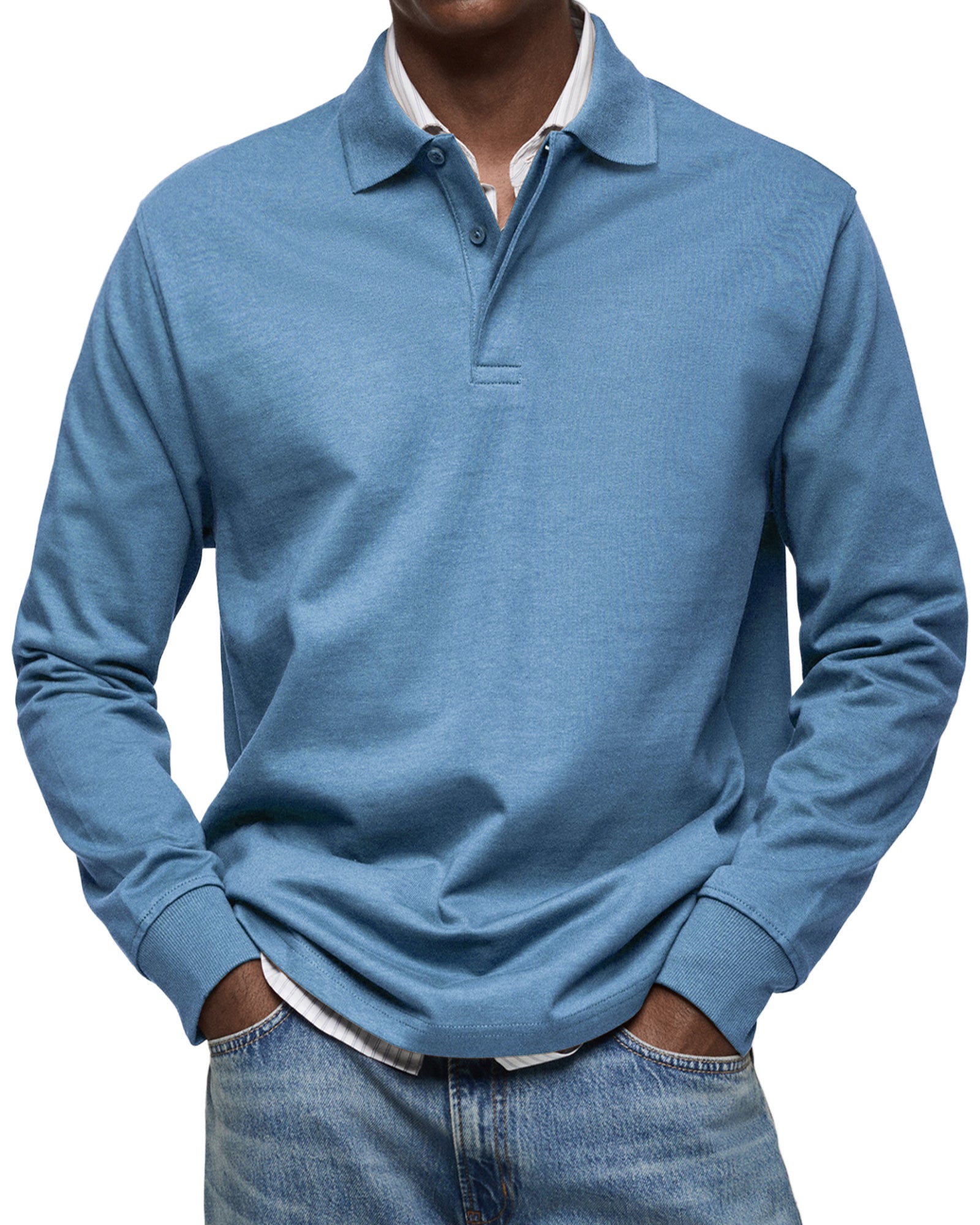 Heren poloshirt met lange mouwen – Klassieke pasvorm – Ademende stof – Tijdloze stijl