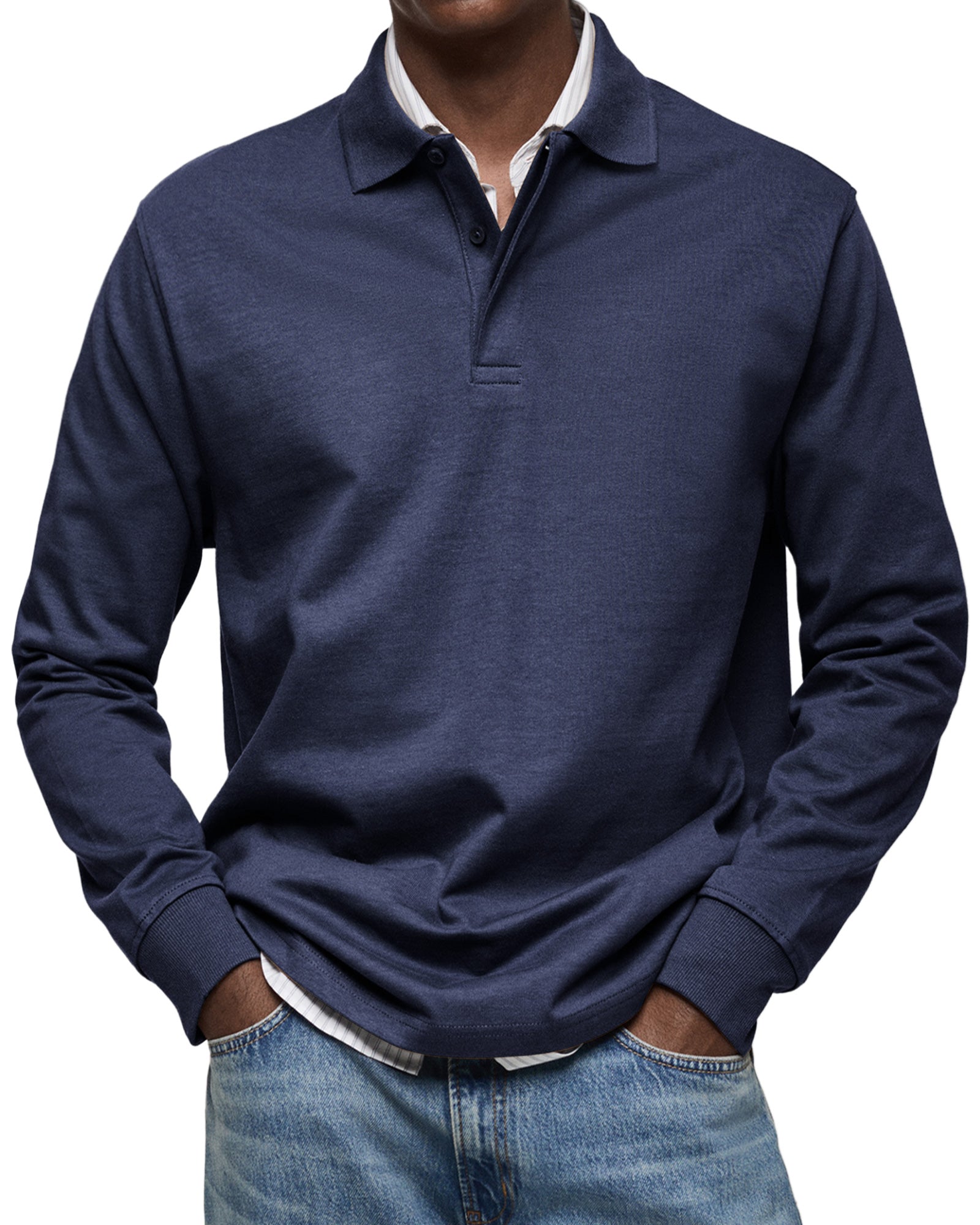 Heren poloshirt met lange mouwen – Klassieke pasvorm – Ademende stof – Tijdloze stijl