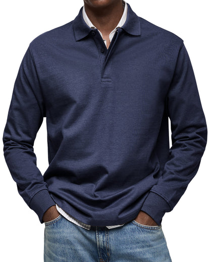 Heren poloshirt met lange mouwen – Klassieke pasvorm – Ademende stof – Tijdloze stijl