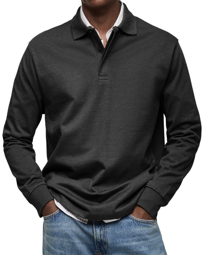Heren poloshirt met lange mouwen – Klassieke pasvorm – Ademende stof – Tijdloze stijl