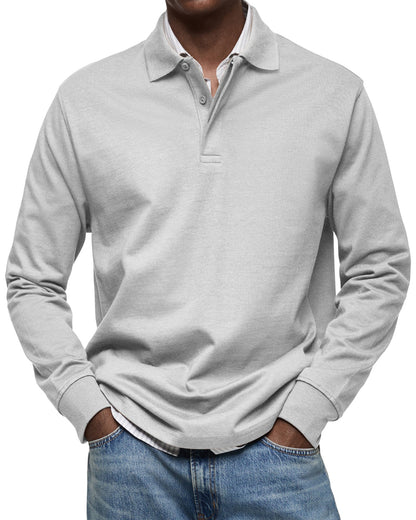 Heren poloshirt met lange mouwen – Klassieke pasvorm – Ademende stof – Tijdloze stijl