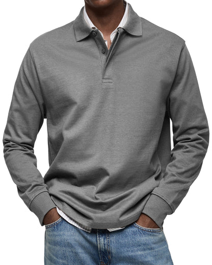 Heren poloshirt met lange mouwen – Klassieke pasvorm – Ademende stof – Tijdloze stijl