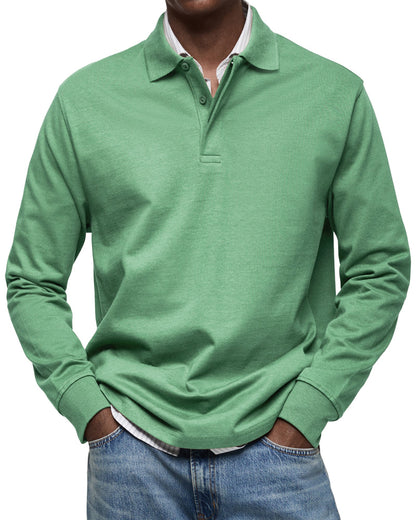 Heren poloshirt met lange mouwen – Klassieke pasvorm – Ademende stof – Tijdloze stijl