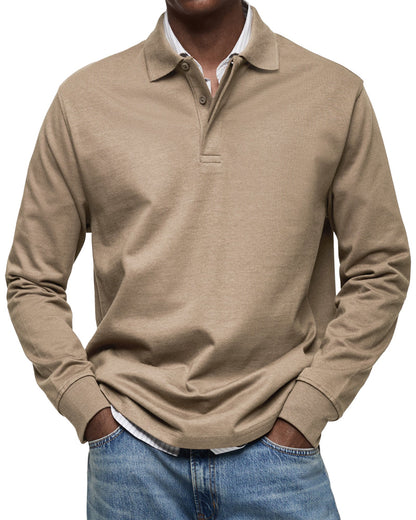Heren poloshirt met lange mouwen – Klassieke pasvorm – Ademende stof – Tijdloze stijl