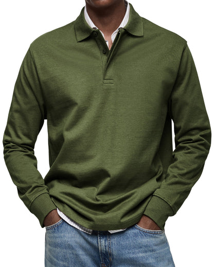 Heren poloshirt met lange mouwen – Klassieke pasvorm – Ademende stof – Tijdloze stijl
