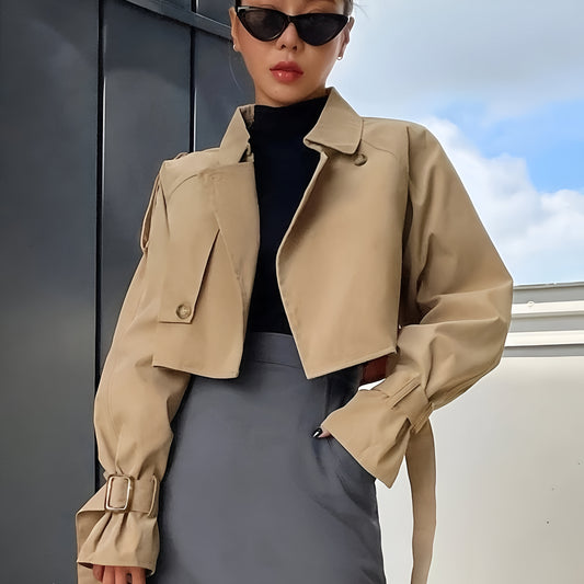 Dames trenchcoat – Kort model – Elegant ontwerp – Comfortabele stretchstof
