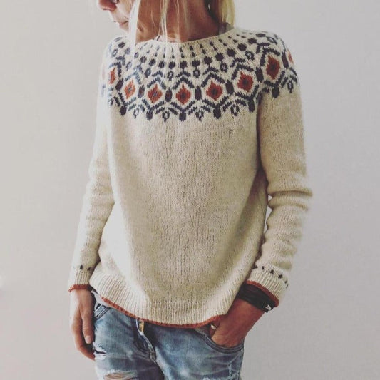 Dames wintertrui – geometrische print – zacht – stijlvol