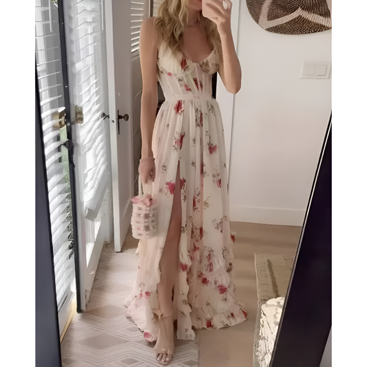 Dames Jurk - Elegante Bloemenprint - Mouwloos Design - Lichtgewicht Stof



