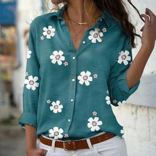 Dames Overhemd - Bloemenprint - Lange Mouwen - Regular Fit