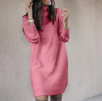 Dames sweaterjurk – col – knielengte – winterstijl