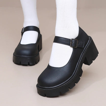 Dames Mary Jane-schoenen – Comfortabele blokhak – 2 cm plateau – Veelzijdige stijl