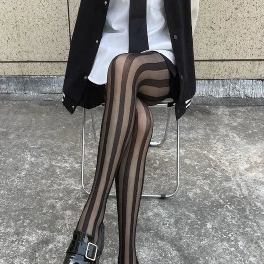 Dameslegging – Verticale strepen – Beenverlengend effect – Hoogwaardig materiaal