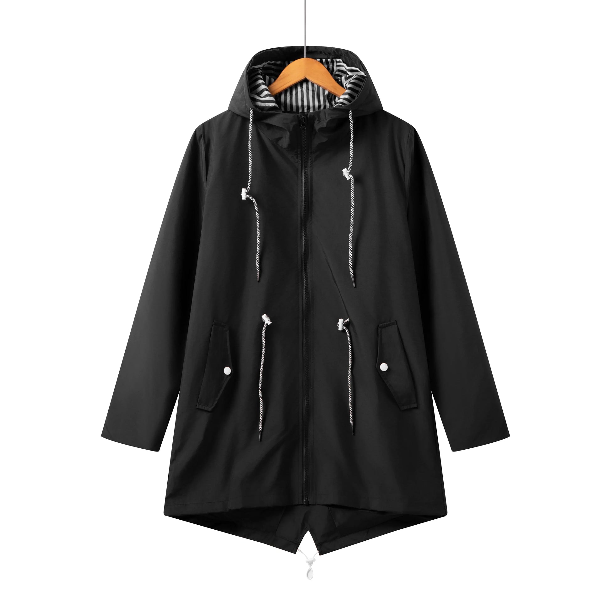 Dames trenchcoat - waterdicht - met capuchon - lichtgewicht ontwerp