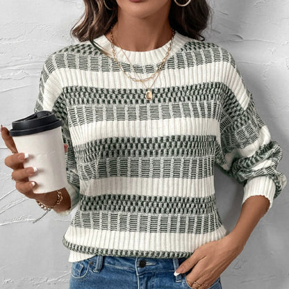 Dames Gebreide trui – Ronde hals – Trendy strepen – Comfortabel gevoel