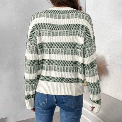 Dames Gebreide trui – Ronde hals – Trendy strepen – Comfortabel gevoel