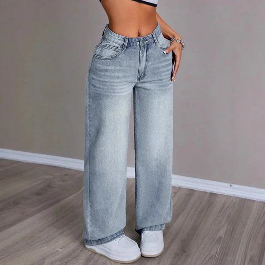 Vintage mom jeans voor dames – wijde pijpen – relaxte pasvorm – retrostijl