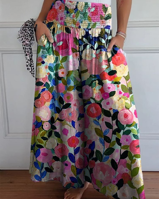 Variant image for Damesrok - Hoge taille - Bloemenprint - Midi Lengte-7
