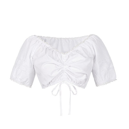 Dirndljurk met roze bloemenpatroon – Oktoberfest | Met schort en blouse voor een romantische, traditionele look