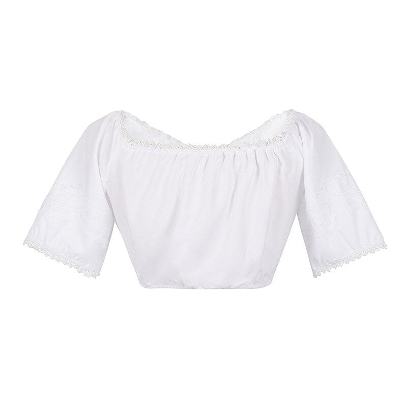 Dirndljurk met roze bloemenpatroon – Oktoberfest | Met schort en blouse voor een romantische, traditionele look