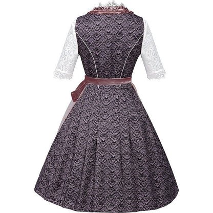 Dirndljurk met rozenpatroon – Oktoberfest | Romantische klederdracht met blouse en schort