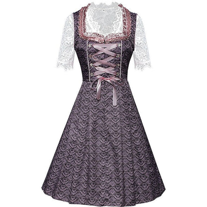 Dirndljurk met rozenpatroon – Oktoberfest | Romantische klederdracht met blouse en schort