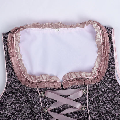 Dirndljurk met rozenpatroon – Oktoberfest | Romantische klederdracht met blouse en schort
