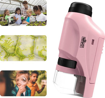 Draagbare Mini Microscoop voor Kinderen met 60x-120x Vergroting en LED Verlichting – Compact en Gebruiksvriendelijk