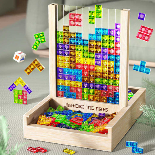 Eco-vriendelijk Tetris Puzzelspel van Hout – Duurzaam en Educatief Spel voor Gezinnen, Geschikt voor Kinderen en Volwassenen