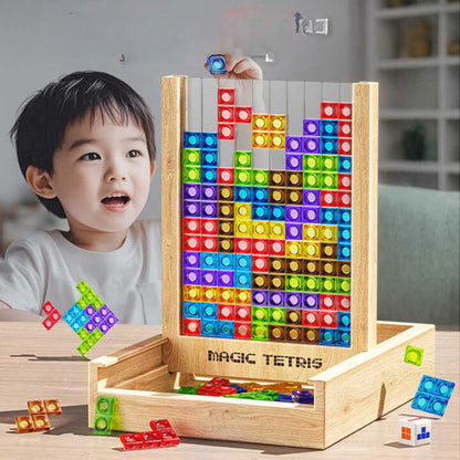 Eco-vriendelijk Tetris Puzzelspel van Hout – Duurzaam en Educatief Spel voor Gezinnen, Geschikt voor Kinderen en Volwassenen