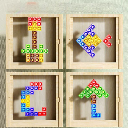 Eco-vriendelijk Tetris Puzzelspel van Hout – Duurzaam en Educatief Spel voor Gezinnen, Geschikt voor Kinderen en Volwassenen