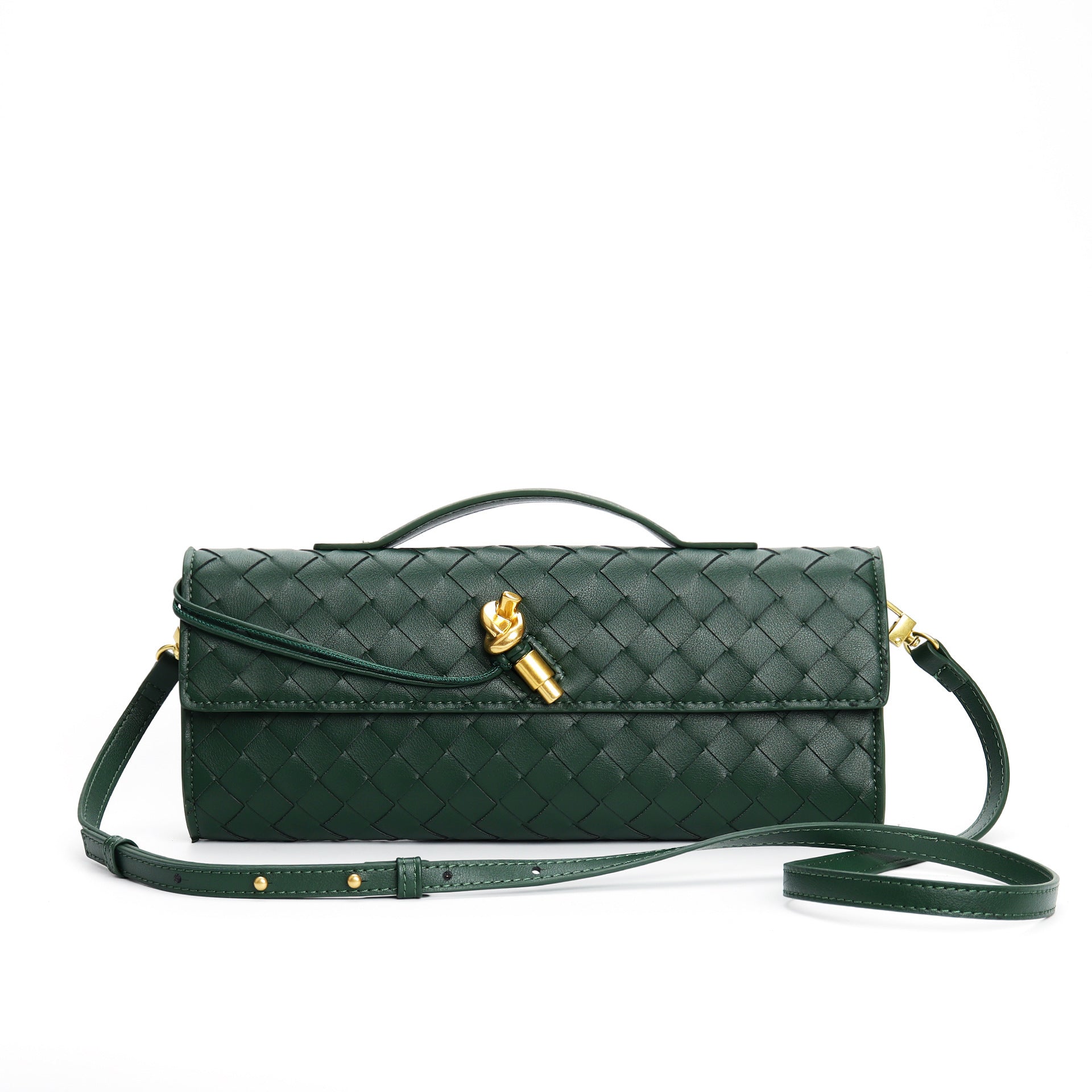 Leren clutch voor dames – Hoogwaardig rundleer – Moderne gevlochten look – Veelzijdige draagmogelijkheden
