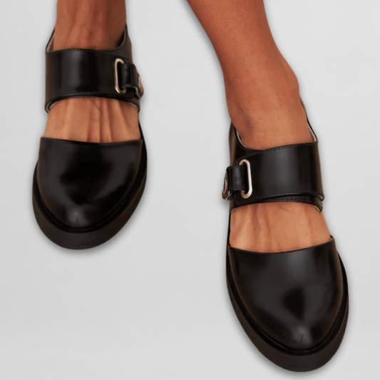 Dames Mary Janes schoenen  - Elegant ontwerp - Comfortabele blokhak - Oversized metalen gesp