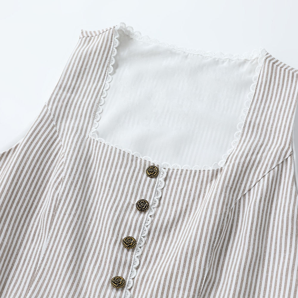 Elegante blauwe dirndl – Oktoberfest | Driedelig met blouse en decoratief schort