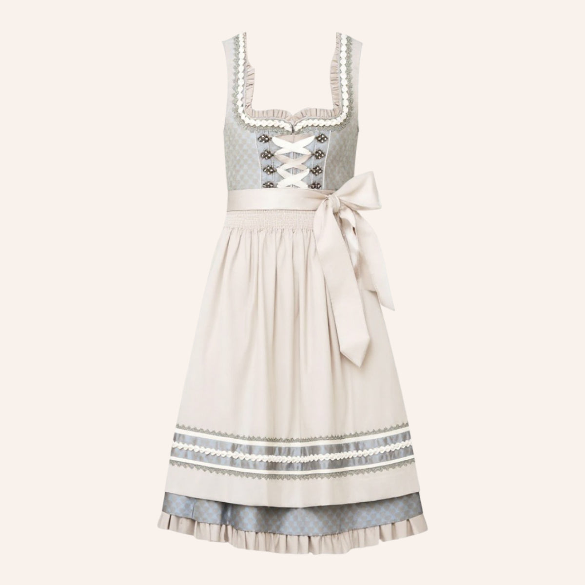 Elegante dirndljurk in abrikoos – Oktoberfest | Stijlvolle klederdracht met schort